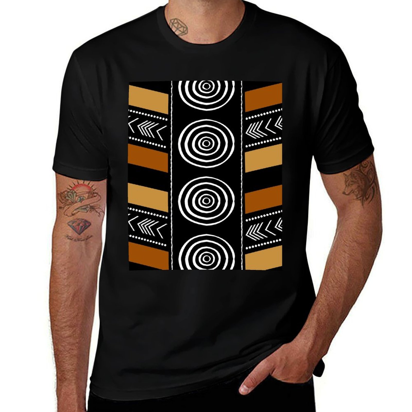 Mudcloth Print Top - Camiseta con estampado artístico de tela
