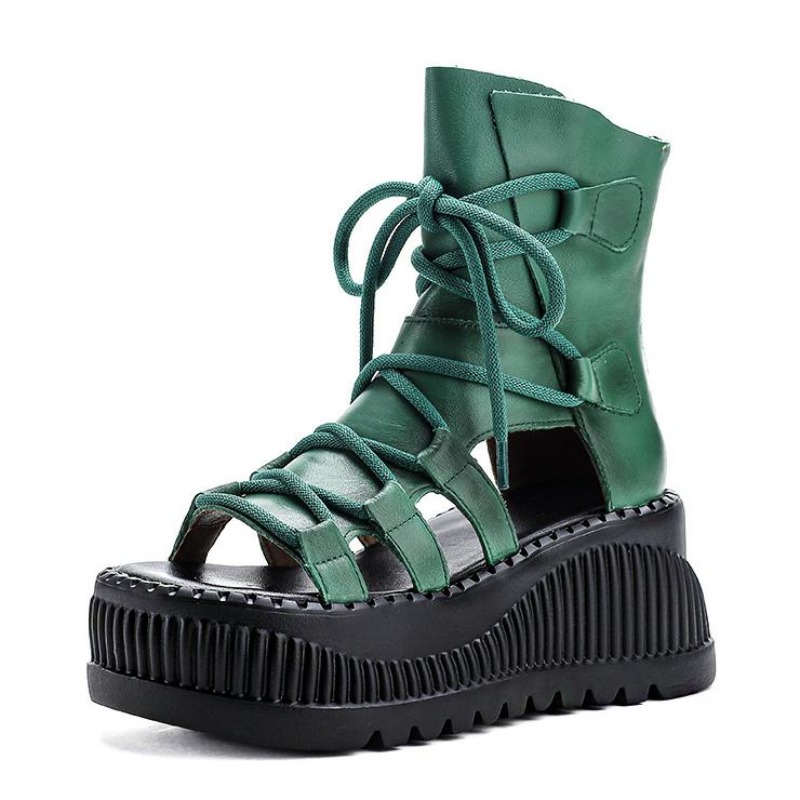 Ethnic Fashion For Women - Botines étnicos de cuero genuino de