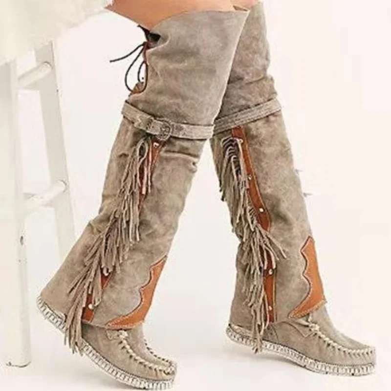 Ethnic Fashion For Women - Botas bohemias hasta la rodilla para