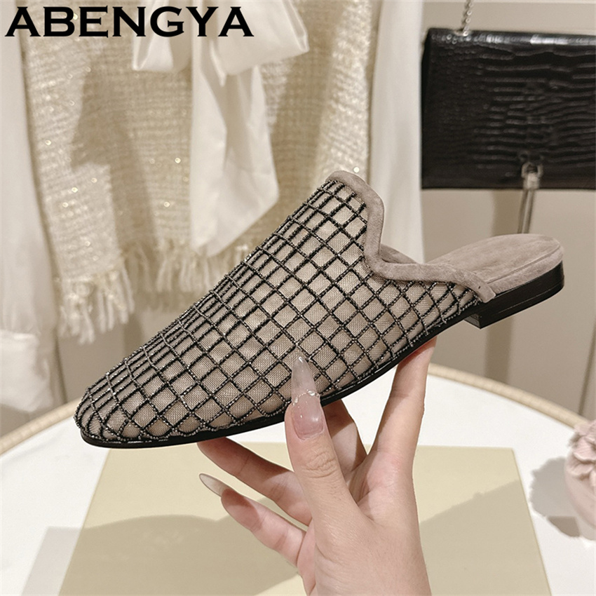 Ethnic Fashion For Women - Zapatillas planas de encaje brillante con