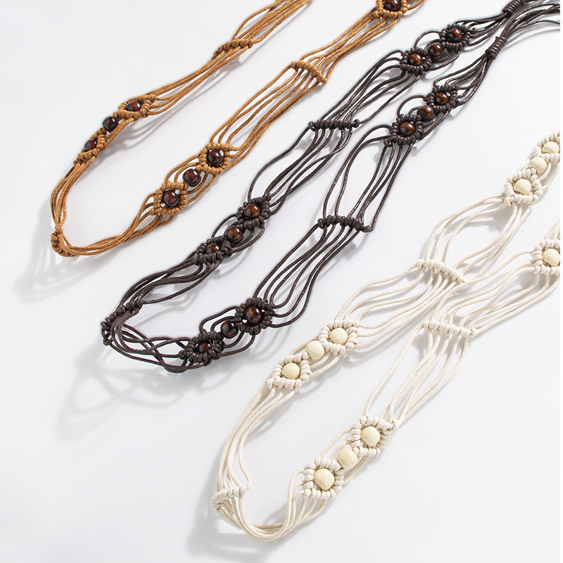 Ethnic Boho Fashion - Cinturón de Mujer con Cuentas de