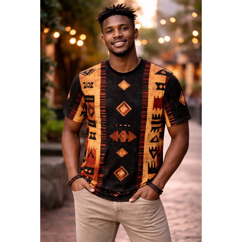 Mudcloth Print Top - Camiseta con estampado tribal africano para