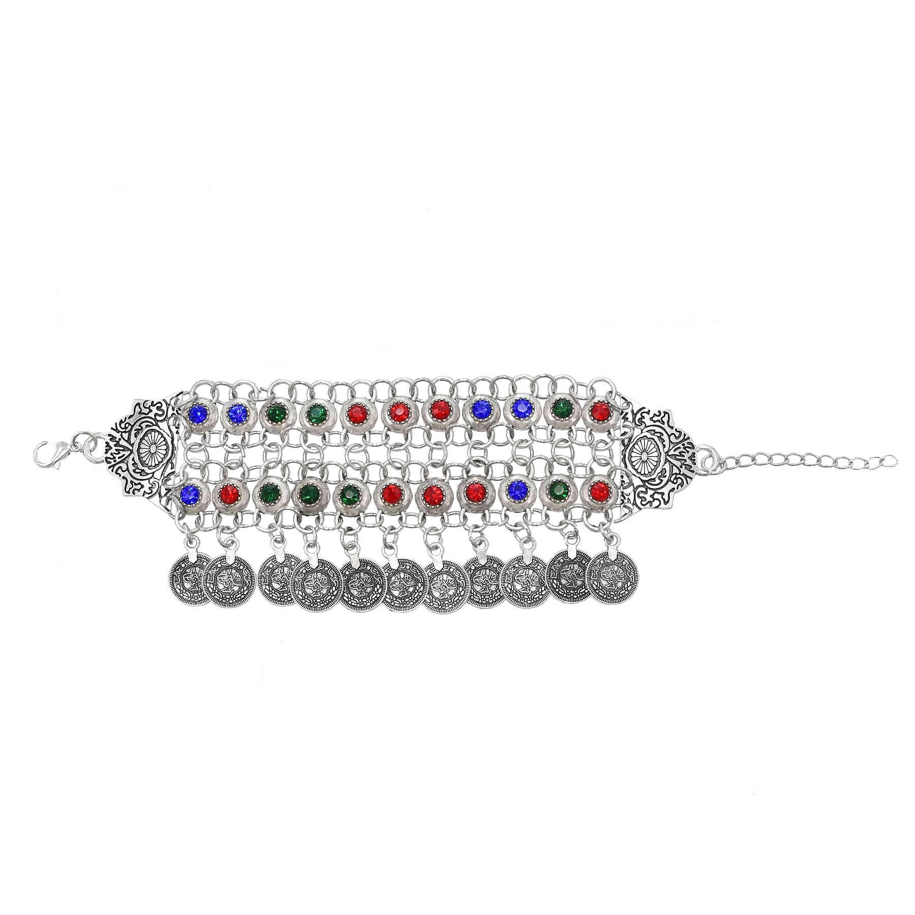 Ethnic Fashion Pakistan - Pulsera de monedas de cristal de