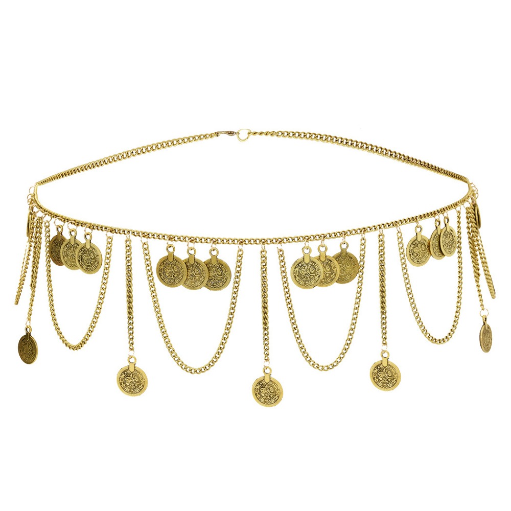 Ethnic Boho Fashion - Colgante de moneda Vintage, cadena de