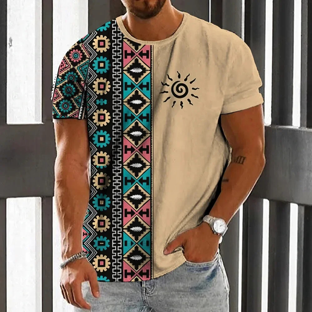Men'S Ethnic Fashion Trends - Camiseta de estilo étnico Vintage para