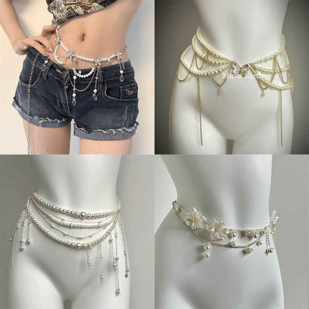 Ethnic Fashion Jewellery - Cadenas de cintura con perlas elegantes