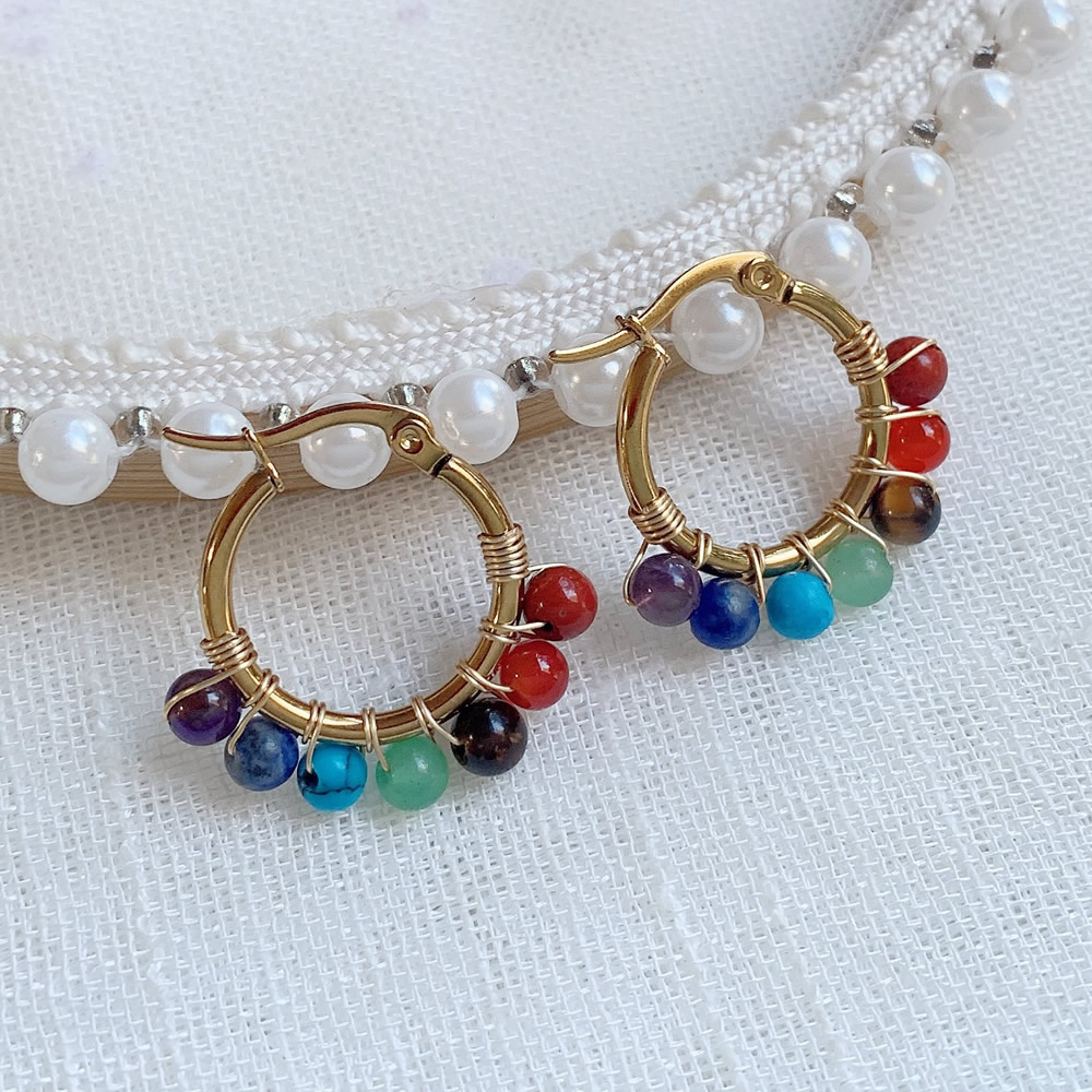 Aura Ethnic Fashion - Pendientes de piedra Natural de 7