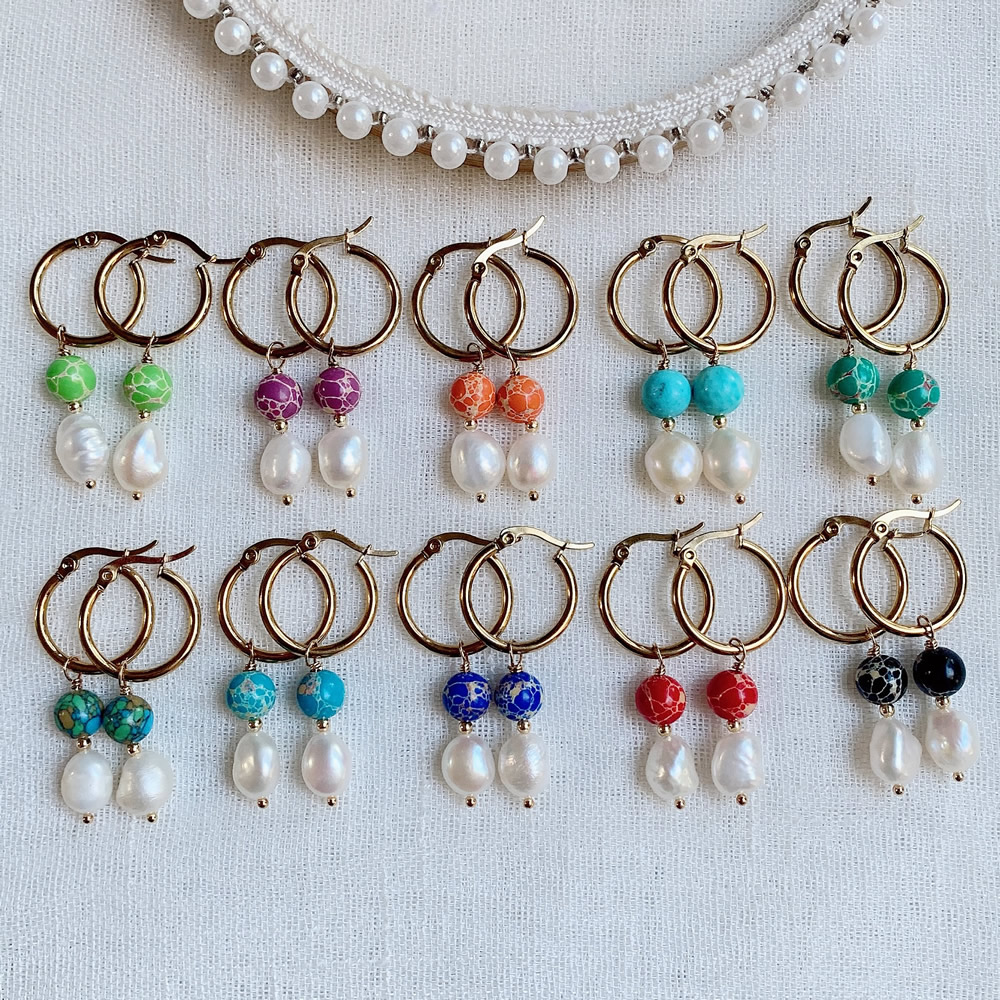 Pendientes de gota de perlas b - Aura Ethnic Fashion reseña y precio