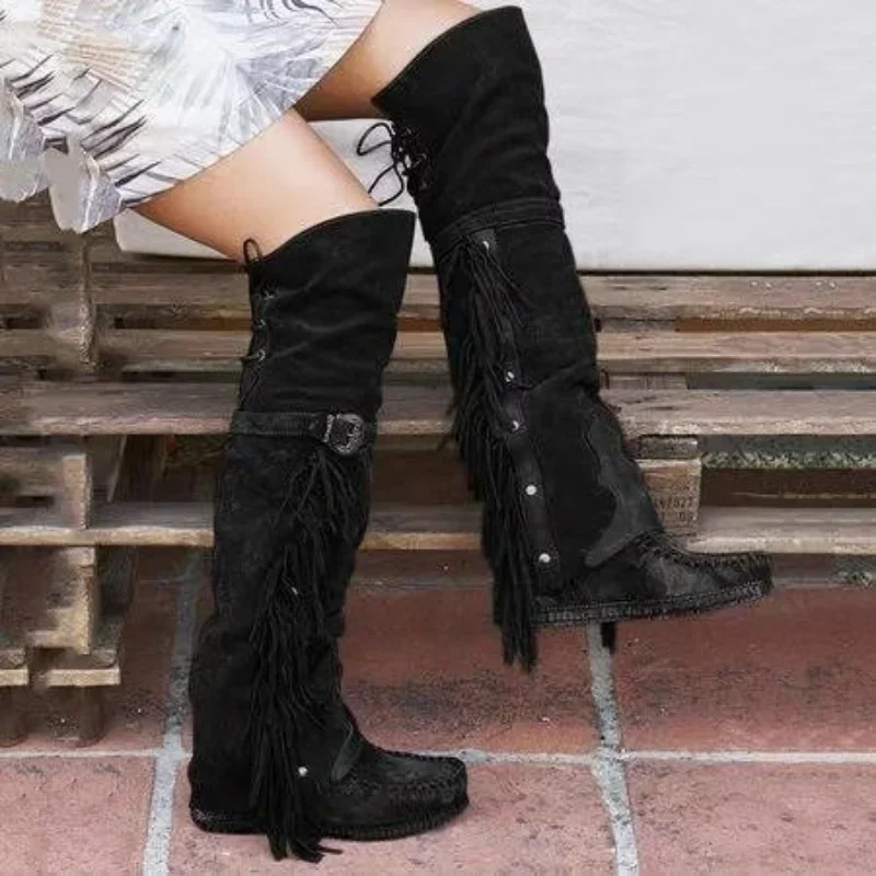 Botas bohemias hasta la rodill - Ethnic Fashion For Women reseña y precio