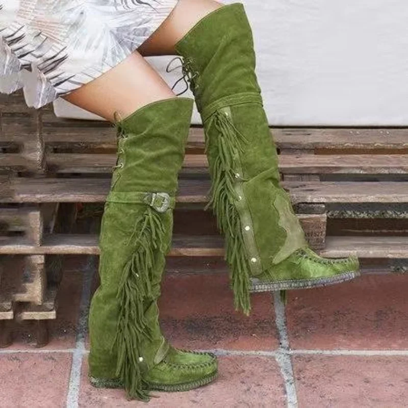Botas bohemias hasta la rodill - Ethnic Fashion For Women reseña y precio
