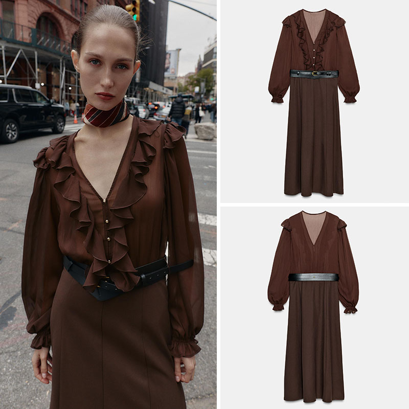 Elegante Vestido Midi de Manga - Ethnic Fashion Wear reseña y precio