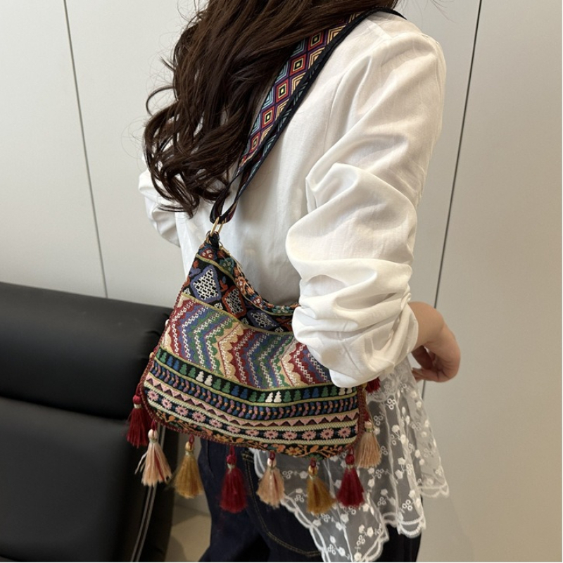 Bolso Bandolera con Borlas y E - Ethnic Boho Fashion reseña y precio