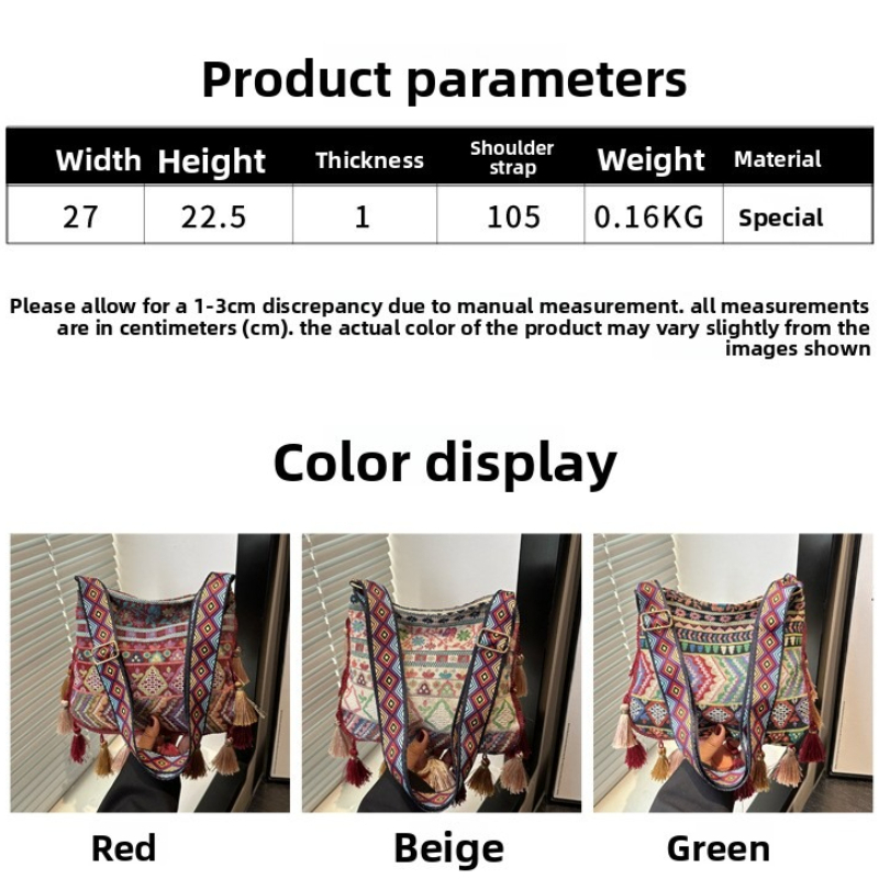 Bolso Bandolera con Borlas y E - Ethnic Boho Fashion reseña y precio