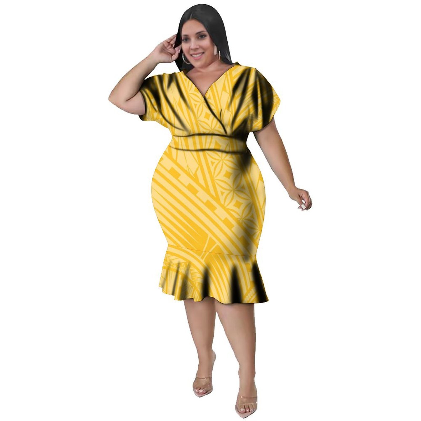 Vestido Ajustado con Escote en - Ethnic Fabric reseña y precio